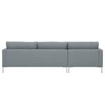 Hoekbank Portobello geweven stof Stof Selva: Grijs - Breedte: 251 cm - Longchair vooraanzicht links