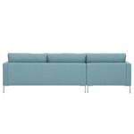 Ecksofa Portobello Webstoff Stoff Selva: Hellblau - Breite: 251 cm - Longchair davorstehend links