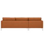 Hoekbank Portobello geweven stof Geweven stof Milan: Roestbruin - Breedte: 251 cm - Longchair vooraanzicht links