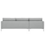 Hoekbank Portobello geweven stof Stof Selva: Zilvergrijs - Breedte: 251 cm - Longchair vooraanzicht links