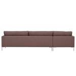 Hoekbank Portobello geweven stof Geweven stof Milan: Grijs-Marron - Breedte: 293 cm - Longchair vooraanzicht links