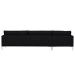 Hoekbank Portobello geweven stof Stof Selva: Antraciet - Breedte: 293 cm - Longchair vooraanzicht links