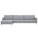 Hoekbank Portobello geweven stof Geweven stof Milan: Lichtgrijs - Breedte: 293 cm - Longchair vooraanzicht links