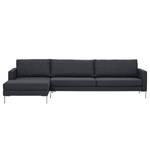 Hoekbank Portobello geweven stof Geweven stof Milan: Antraciet - Breedte: 293 cm - Longchair vooraanzicht links