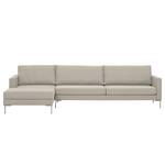 Hoekbank Portobello geweven stof Stof Selva: Beige - Breedte: 293 cm - Longchair vooraanzicht links