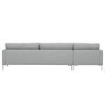 Hoekbank Portobello geweven stof Stof Selva: Zilvergrijs - Breedte: 293 cm - Longchair vooraanzicht links