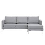 Hoekbank Portobello geweven stof Stof Ramira: ilverkleurig - Breedte: 207 cm - Longchair vooraanzicht rechts