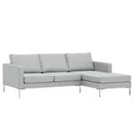 Hoekbank Portobello geweven stof Stof Selva: Zilvergrijs - Breedte: 207 cm - Longchair vooraanzicht rechts