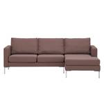 Hoekbank Portobello geweven stof Geweven stof Milan: Grijs-Marron - Breedte: 207 cm - Longchair vooraanzicht rechts