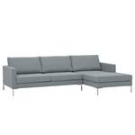 Hoekbank Portobello geweven stof Stof Selva: Grijs - Breedte: 251 cm - Longchair vooraanzicht rechts