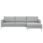 Ecksofa Portobello Webstoff Stoff Selva: Silbergrau - Breite: 251 cm - Longchair davorstehend rechts