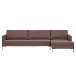 Hoekbank Portobello geweven stof Geweven stof Milan: Grijs-Marron - Breedte: 293 cm - Longchair vooraanzicht rechts