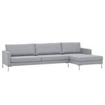 Hoekbank Portobello geweven stof Geweven stof Milan: Lichtgrijs - Breedte: 293 cm - Longchair vooraanzicht rechts