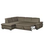 Ecksofa Potosi Webstoff Taupe - Longchair davorstehend links - Schlaffunktion