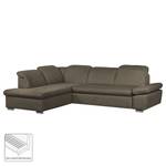 Ecksofa Potosi Webstoff Taupe - Longchair davorstehend links - Schlaffunktion