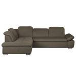 Ecksofa Potosi Webstoff Taupe - Longchair davorstehend links - Schlaffunktion