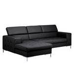 Ecksofa Prugna Echtleder Schwarz - Longchair davorsehend links