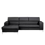 Ecksofa Prugna Echtleder Schwarz - Longchair davorsehend links