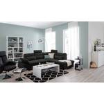 Relaxfauteuil Vincenzo (met hocker) zwart echt leer