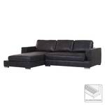 Ecksofa Qrendi (mit Schlaffunktion) Antiklederlook - Anthrazit - Longchair davorstehend links