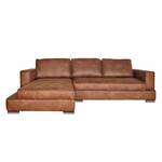 Ecksofa Qrendi (mit Schlaffunktion) Antiklederlook - Braun - Longchair davorstehend links