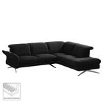 Ecksofa Radway Flachgewebe Schwarz - Ottomane davorstehend rechts