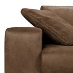 Boxspring-Ecksofa Ratho (mit Schlaffunktion) - Antiklederlook Nougat - Longchair davorstehend rechts