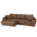 Boxspring-Ecksofa Ratho (mit Schlaffunktion) - Antiklederlook Nougat - Longchair davorstehend links