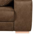 Boxspring-Ecksofa Ratho (mit Schlaffunktion) - Antiklederlook Nougat - Longchair davorstehend links