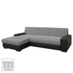 Ecksofa Ravan Strukturstoff / Kunstleder Strukturstoff / Kunstleder - Grau / Schwarz - Longchair davorstehend links - Schlaffunktion - Bettkasten