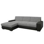 Ecksofa Ravan Strukturstoff / Kunstleder Strukturstoff / Kunstleder - Grau / Schwarz - Longchair davorstehend links - Schlaffunktion