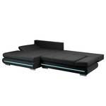 Ecksofa Rexburg mit Schlaffunktion & LED - Schwarz - Longchair davorstehend links