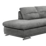 Ecksofa Rollin Microfaser - Lichtgrau - Ottomane davorstehend links - Keine Funktion