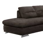 Ecksofa Rollin Microfaser - Kokosnuss Braun - Ottomane davorstehend links - Keine Funktion