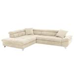 Ecksofa Rosala Microfaser - Hellbeige - Ottomane davorstehend links - Keine Funktion