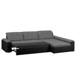 Ecksofa Roseboro mit Schlaffunktion - Kunstleder/ Strukturstoff - Schwarz / Dunkelgrau - Longchair davorstehend rechts