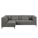 Ecksofa Rosewood Webstoff Rauchgrau - Ottomane davorstehend links - Mit Hocker