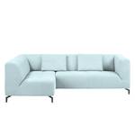 Ecksofa Rosewood Webstoff Pastellblau - Ottomane davorstehend links - Ohne Hocker