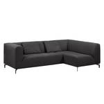 Ecksofa Rosewood Webstoff Dunkelgrau - Ottomane davorstehend rechts - Mit Hocker