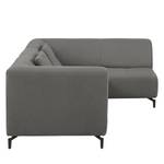 Ecksofa Rosewood Webstoff Rauchgrau - Ottomane davorstehend rechts - Mit Hocker