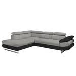 Ecksofa Ross Kunstleder Schwarz / Grau - Longchair davorstehend links - Relaxfunktion