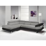 Ecksofa Ross Kunstleder Schwarz / Grau - Longchair davorstehend links - Relaxfunktion