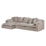 Ecksofa Rouen Webstoff Beige - Longchair davorstehend links