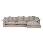 Ecksofa Rouen Webstoff Beige - Longchair davorstehend rechts