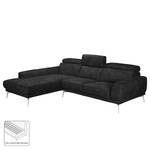 Ecksofa Ryley Kunstleder Antiklederlook - Schwarz - Longchair davorstehend links