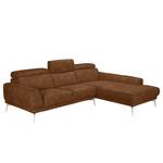 Ecksofa Ryley Kunstleder Antiklederlook - Cognac - Longchair davorstehend rechts