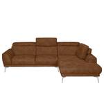 Ecksofa Ryley Kunstleder Antiklederlook - Cognac - Longchair davorstehend rechts