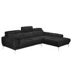 Ecksofa Ryley Kunstleder Antiklederlook - Schwarz - Longchair davorstehend rechts