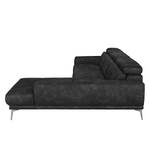 Ecksofa Ryley Kunstleder Antiklederlook - Schwarz - Longchair davorstehend rechts