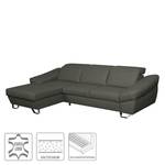 Ecksofa Saltia I Echtleder Grau - Longchair davorstehend links - Keine Funktion